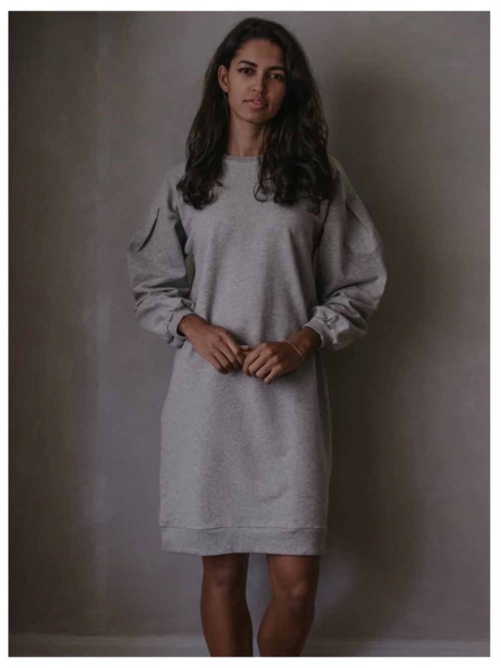 NEW The Simple Folk 10  Organic Cotton Stretch‎ Gray The Oversized Sweater Dress
